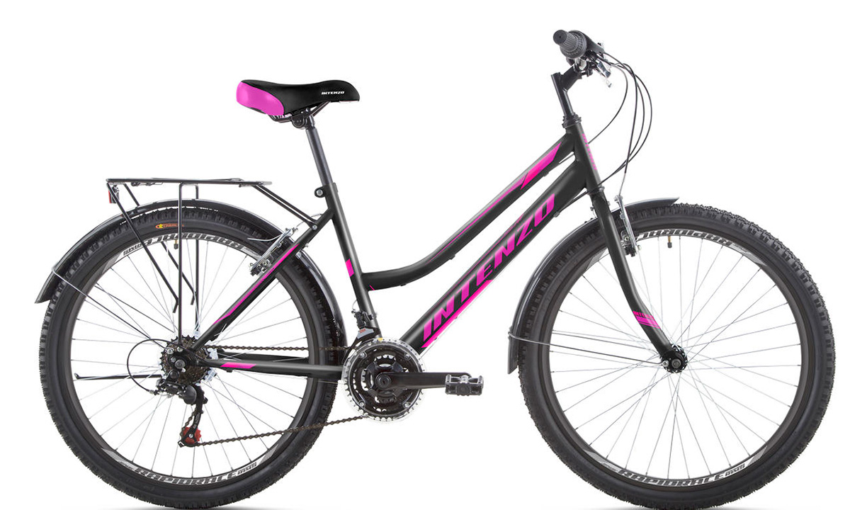Фотография Велосипед Intenzo COSTA V-brake 26" размер S 2021 Черно-фиолетовый